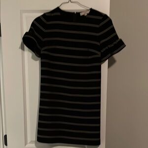 Loft Black and Gray Striped Dress